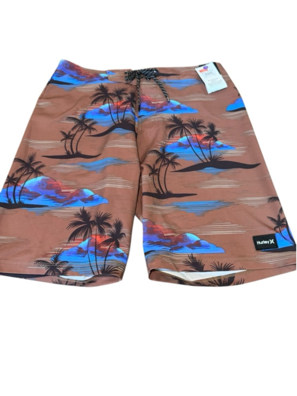 Men's Hurley Board Shorts Size 32 Brown Palm Tree Print